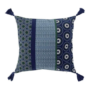 Housse de coussin bleu coton 40x40 cm