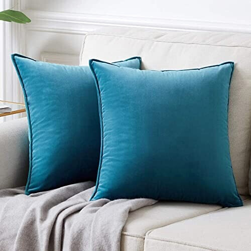 Housse de coussin bleu paon 40x40 cm