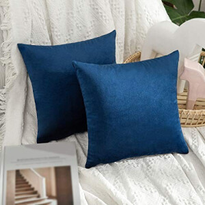 Housse de coussin bleu foncé 2 pièces 35x35 cm