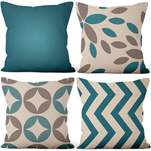 Housse de coussin bleu moderne 4 pièces 41x41 cm