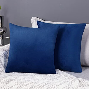 Housse de coussin bleu marine 2 pièces 40x40 cm