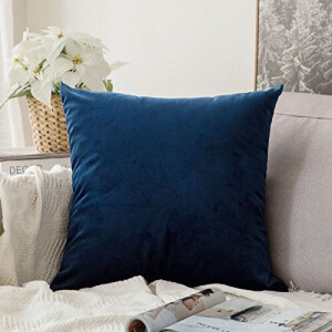 Housse de coussin bleu foncé 2 pièces 45x45 cm