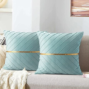 Housse de coussin bleu clair 2 pièces 45x45 cm