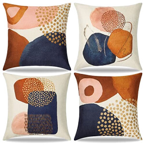 Housse de coussin bleu orange 4 pièces 45x45 cm