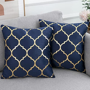 Housse de coussin bleu navy 2 pièces 45x45 cm