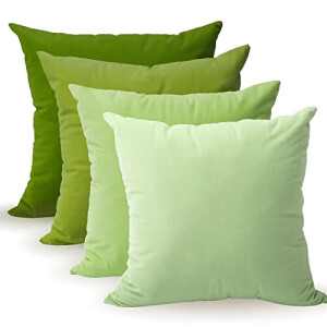 Housse de coussin vert coton 4 pièces 45x45 cm