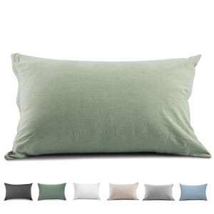 Housse de coussin vert clair coton 2 pièces 40x80 cm