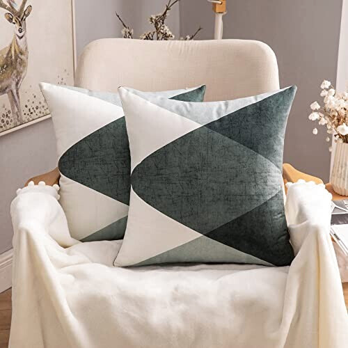 Housse de coussin vert gris 2 pièces 40x40 cm