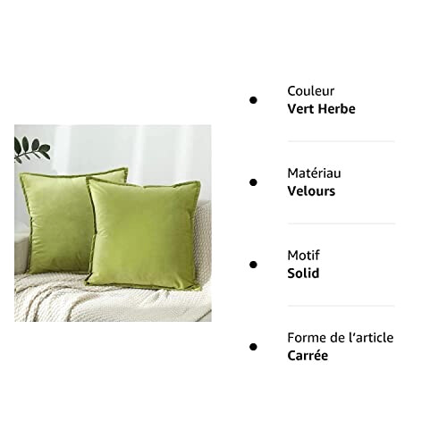 Housse de coussin vert herbe 40x40 cm variant 4 