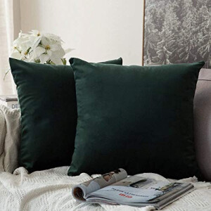 Housse de coussin vert foncé 2 pièces 50x50 cm