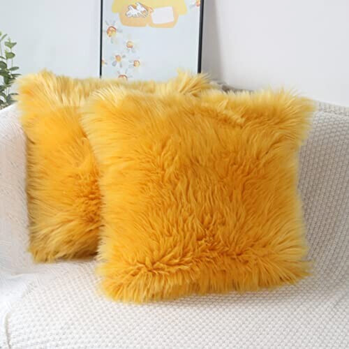 Housse de coussin jaune 2 pièces 50x50 cm