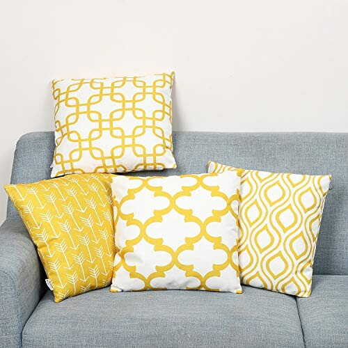 Housse de coussin jaune coton 4 pièces 45x45 cm variant 1 