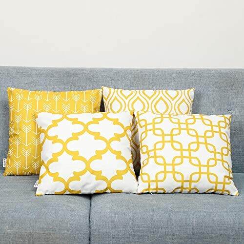 Housse de coussin jaune coton 4 pièces 45x45 cm variant 2 