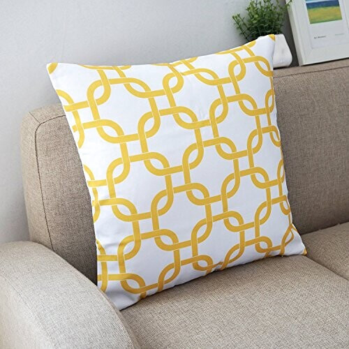 Housse de coussin jaune coton 4 pièces 45x45 cm variant 5 