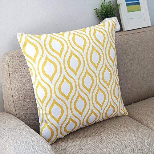 Housse de coussin jaune coton 4 pièces 45x45 cm variant 6 