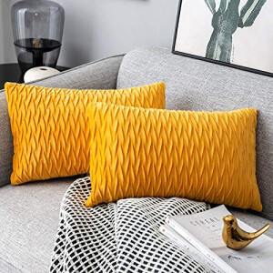 Housse de coussin jaune 30x50 cm