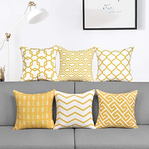 Housse de coussin jaune 6 pièces 50x50 cm variant 2 