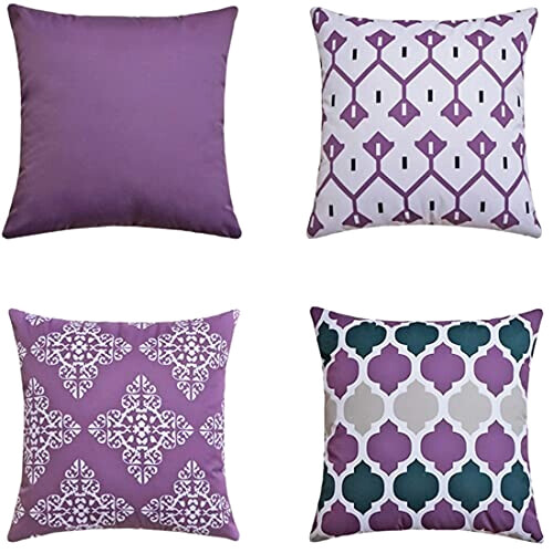 Housse de coussin violet 4 pièces 40x40 cm