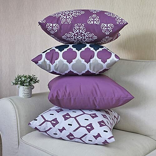 Housse de coussin violet 4 pièces 40x40 cm variant 5 