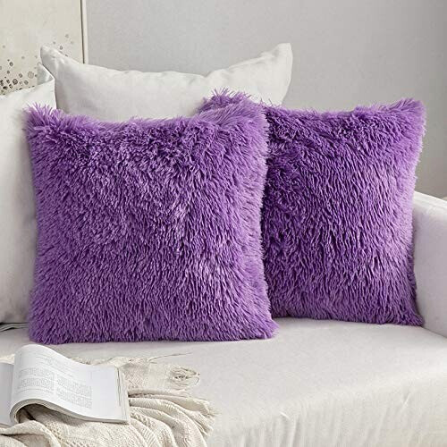 Housse de coussin violet 2 pièces 45x45 cm