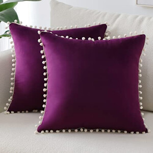 Housse de coussin violet aubergine 2 pièces 45x45 cm