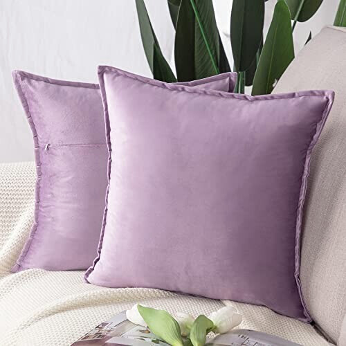 Housse de coussin violet 2 pièces 65x65 cm