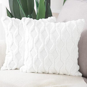 Housse de coussin blanc 2 pièces 40x40 cm
