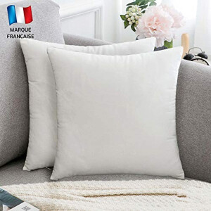 Housse de coussin blanc 2 pièces 50x50 cm