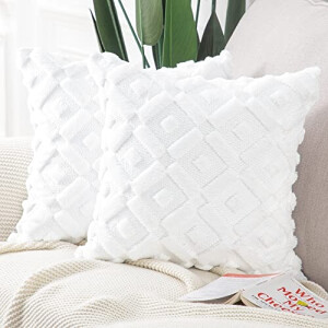 Housse de coussin blanc 2 pièces 50x50 cm