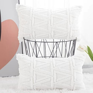 Housse de coussin blanc 2 pièces 30x50 cm