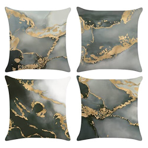 Housse de coussin gris marbre 4 pièces 45x45 cm