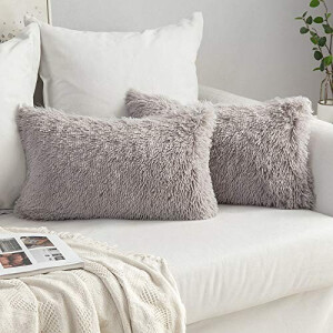 Housse de coussin gris 2 pièces 30x50 cm