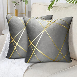 Housse de coussin gris 2 pièces 45x45 cm