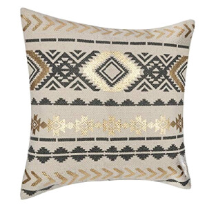 Housse de coussin gris or et ethnique x  40x40 cm