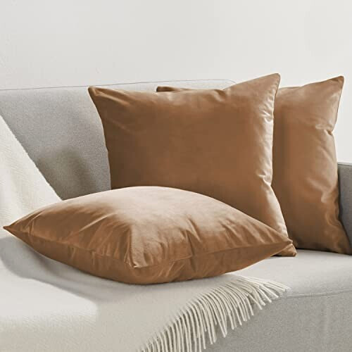 Housse de coussin marron clair 2 pièces 45x45 cm