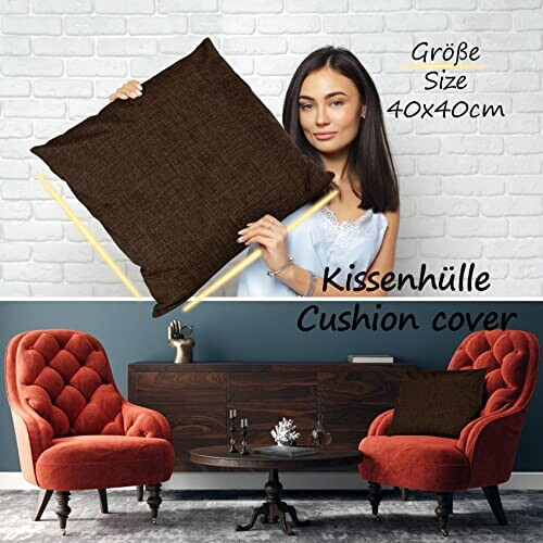 Housse de coussin marron foncé 40x40 cm variant 2 