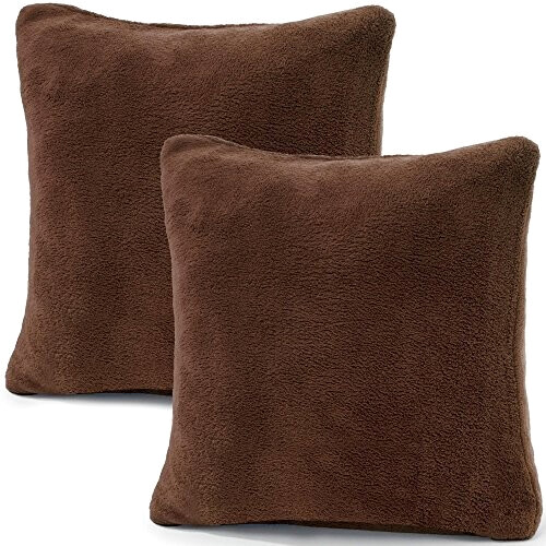 Housse de coussin marron foncé 2 pièces 40x40 cm