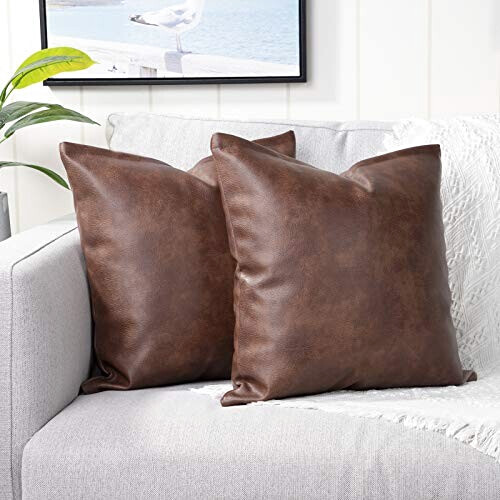 Housse de coussin marron foncé 2 pièces 45x45 cm