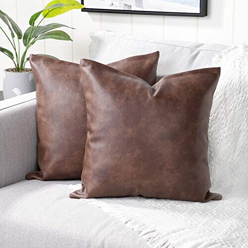 Housse de coussin marron foncé 2 pièces 45x45 cm variant 3 