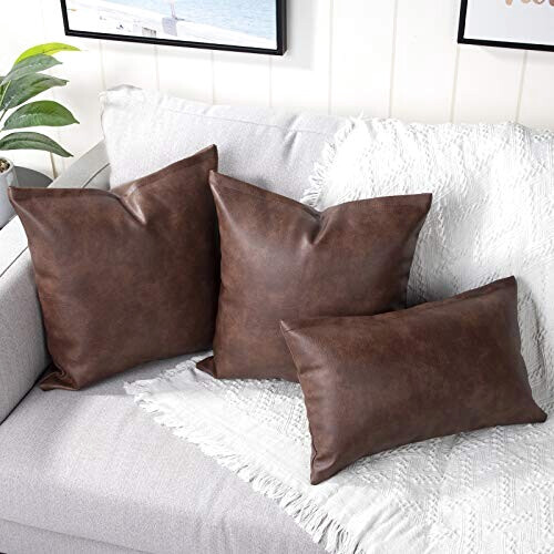 Housse de coussin marron foncé 2 pièces 45x45 cm variant 4 