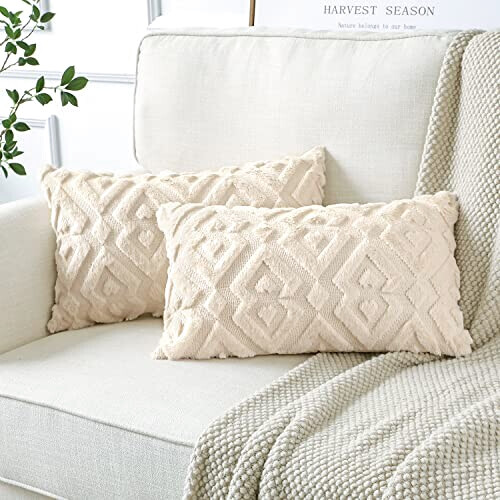 Housse de coussin beige 2 pièces 30x50 cm