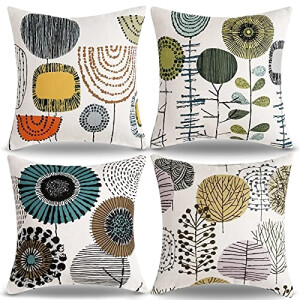 Housse de coussin beige fleur 40x40 cm