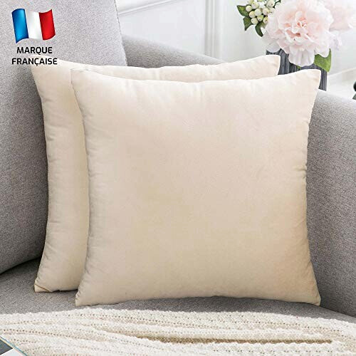 Housse de coussin beige 2 pièces 45x45 cm