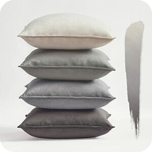 Housse de coussin beige gris 4 pièces 45x45 cm