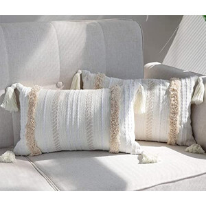 Housse de coussin beige 2 pièces 30x50 cm