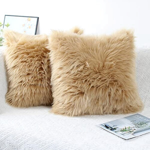Housse de coussin beige 2 pièces 45x45 cm