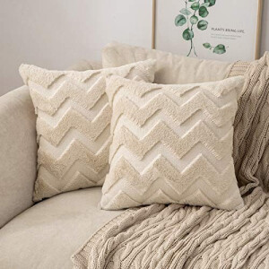 Housse de coussin beige 2 pièces 45x45 cm