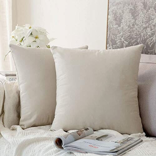 Housse de coussin beige 2 pièces 60x60 cm